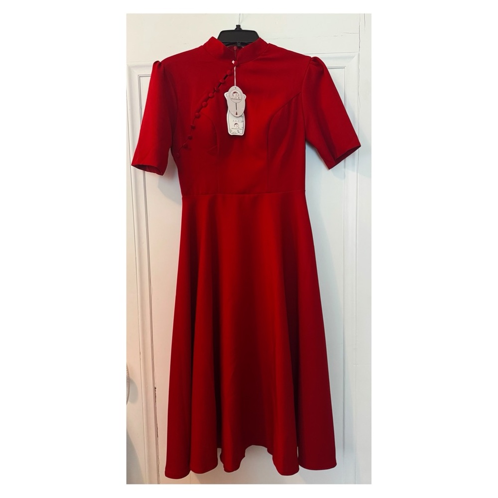 Modern style, A line, Midi Qipao